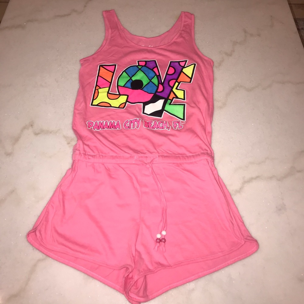 Panama city pink Cover up romper.